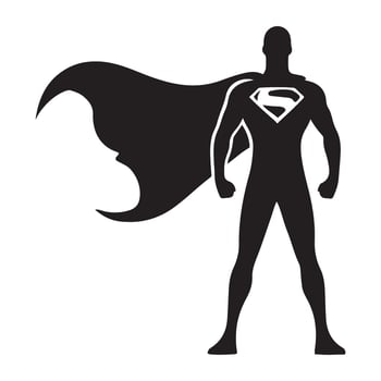 Classic Superman Silhouette Illustration Black Superhero Icon vector