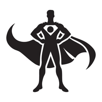 Superhero Silhouette Standing Proud in a Powerful Pose vector