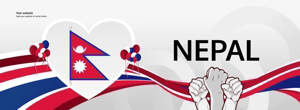 Celebrate Nepal national day. Banner billboard with bold and iconic flag colors. Happy Nepal Democracy Day. Raise your hand to show your support or protest vector