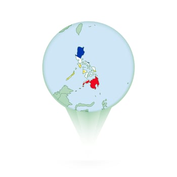 Philippines map, stylish location icon with Philippines map and flag. vector