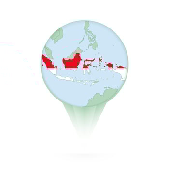 Indonesia map, stylish location icon with Indonesia map and flag. vector