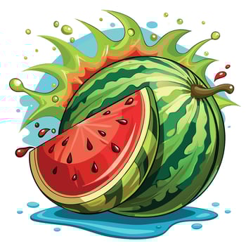 watermelon slice with splash illustration vector