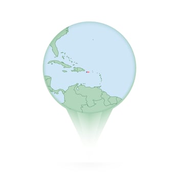 Puerto Rico map, stylish location icon with Puerto Rico map and flag. vector
