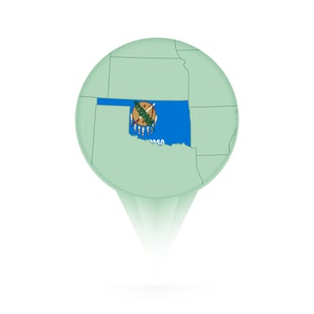 Oklahoma map, stylish location icon with Oklahoma map and flag. vector