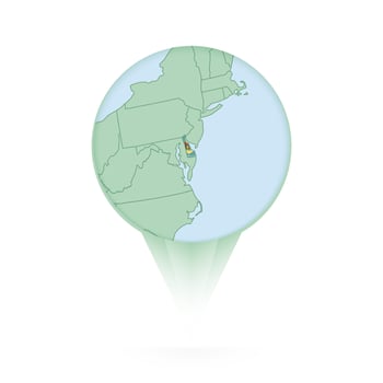 Delaware map, stylish location icon with Delaware map and flag. vector