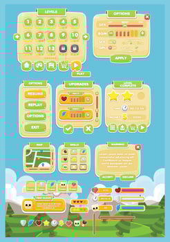 Casual Green Nature Minimalist Game UI window panel vector