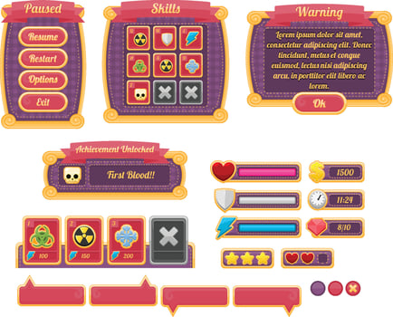 Halloween Horror Game UI Window Panel vector