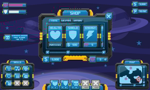 Space Sci-fi Techno Game User Interface vector
