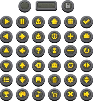 Yellow Medieval RPG Fantasy Game Button vector
