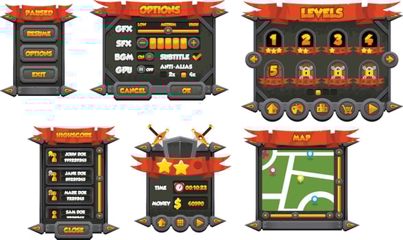 Medieval Fantasy RPG Game UI Window Panel vector