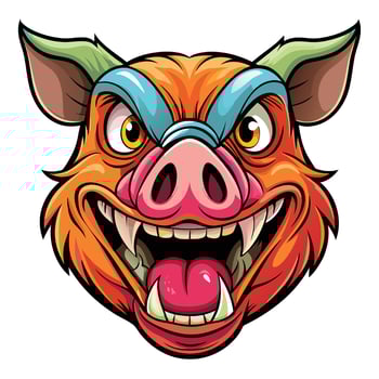 a cartoon pig head with its mouth open vector