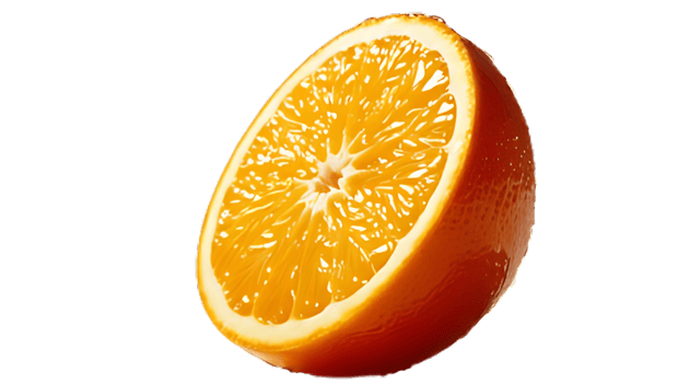 Slice ripe orange citrus fruit isolated on transparent background image png
