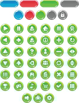 Green Casual Cartoon Game UI Button vector
