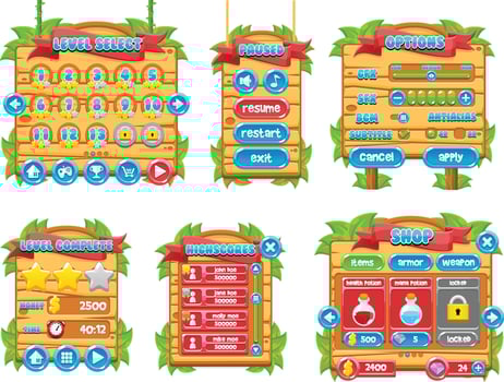 Jungle Forest Nature Wood Game UI Window Panel vector