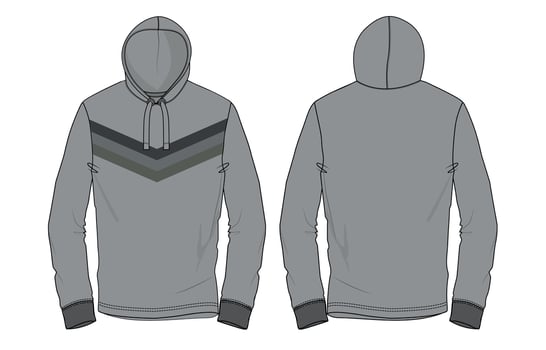 A drawing of a hoodie with a hood and a zipper vector