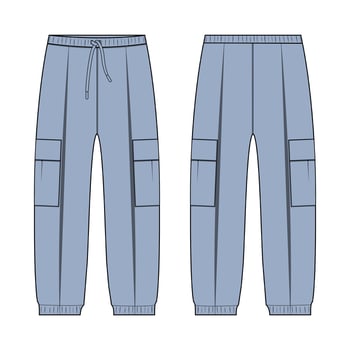 Cargo trouser pant template front and back isolated on white background vector
