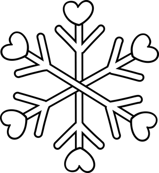 Winter heart snowflake Doodle Coloring Image png