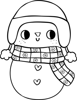 Groovy Winter Snowman doodle Coloring Image png