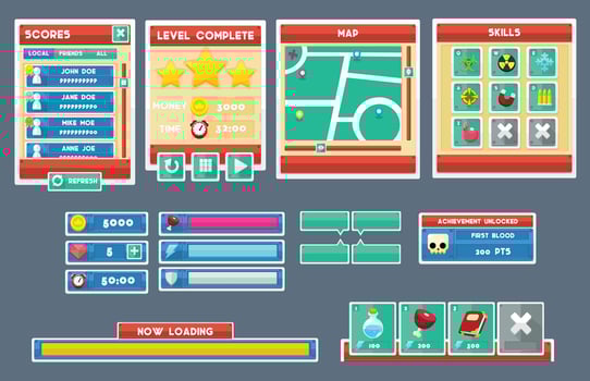 Minimalist Casual Game User Interface Elements vector