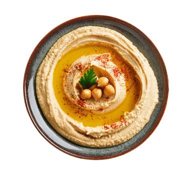 Fresh Hummus Dip with Garlic and Lemon Garnish png