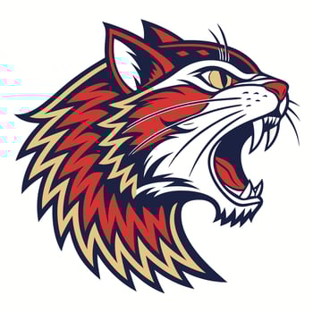 the head of a cat with its mouth open vector