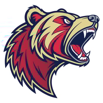 the head of a grizzly bear is shown with its mouth open vector