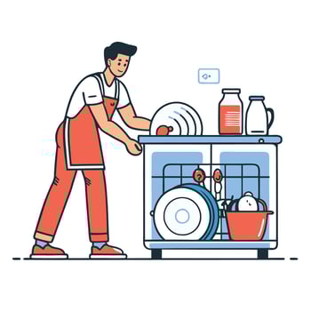 Innovative for Efficient Dishwasher Loading and Unloading vector