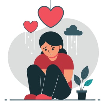 Solitary Figure Illustrates the Sting of Loneliness vector