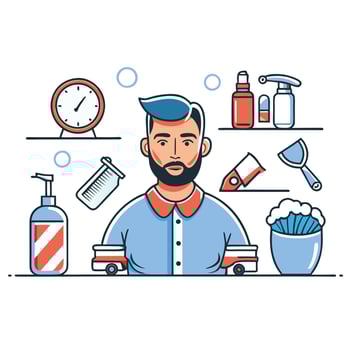 Comprehensive Visual Depiction of Male Grooming Rituals and Practices vector