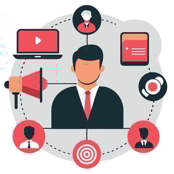 Marketing Concept Visualization in a Modern Business Context vector