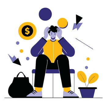 Illustrative Representation of the Stress Caused by Financial Worries vector