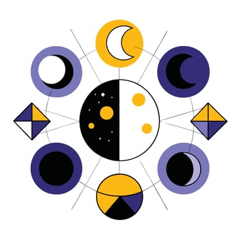 Comprehensive Illustration of Moon Phases and Their Impact vector