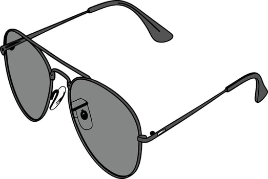 A black and white drawing of a pair of sunglasses vector