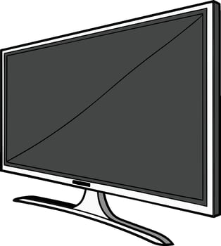 A black and white drawing of a flat screen tv vector