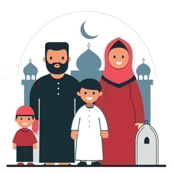 Muslim Family Unity and Love Portrait of a Traditional Family vector