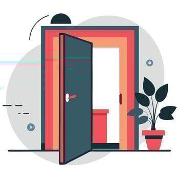 Illustration of the Open Door Concept Encouraging Collaboration and Transparency vector