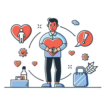 Heartbroken Female Character Surrounded by Broken Hearts Illustrates Sadness vector