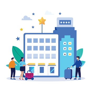 Hotel Booking Concept Illustration Convenient and Seamless Accommodation Search vector