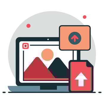 Conceptual Illustration of an Image Uploading Process vector