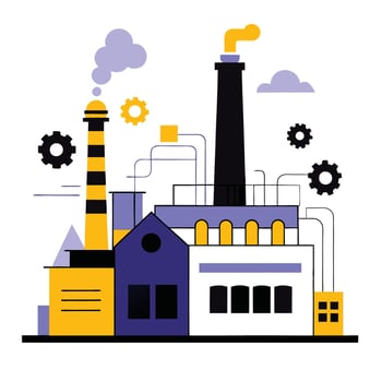 Modern Factory Concept Illustrating Industrial Production Process vector