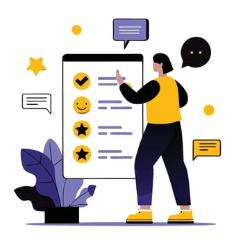 Illustrative Depiction of a Survey Concept with Feedback Collection vector