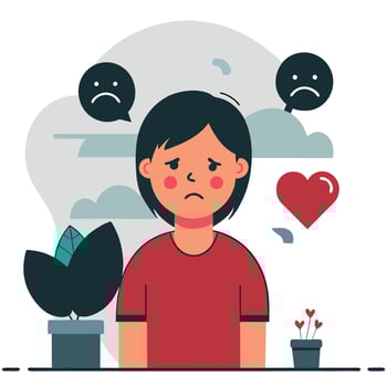 Concept Illustration Depicting Feeling of Remorse and Regret vector