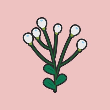 dandelion flower with outline flat design. vector