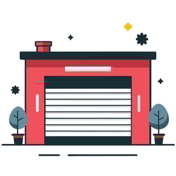 Conceptual Illustration of an Automated Garage Door with Advanced Technology vector