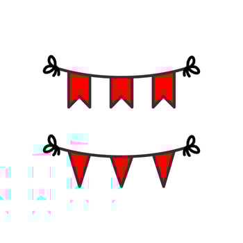 Red Bunting Flags Illustration Featuring Variations in Festive Designs vector