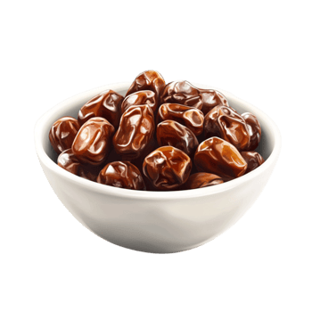 A bowl of dates on a black background png