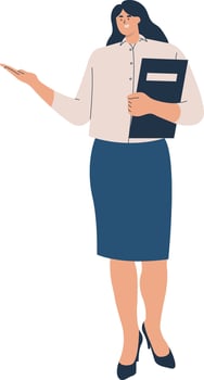 Woman Teacher with Uniform Holding Book vector