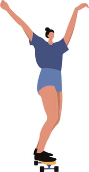 Girl Playing Skateboard vector