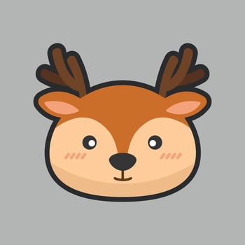antler head with outline flat design. vector