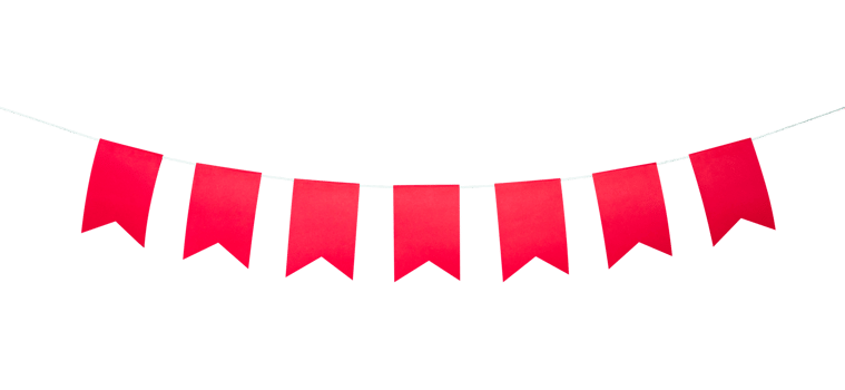 Celebration hanging red flag isolated png